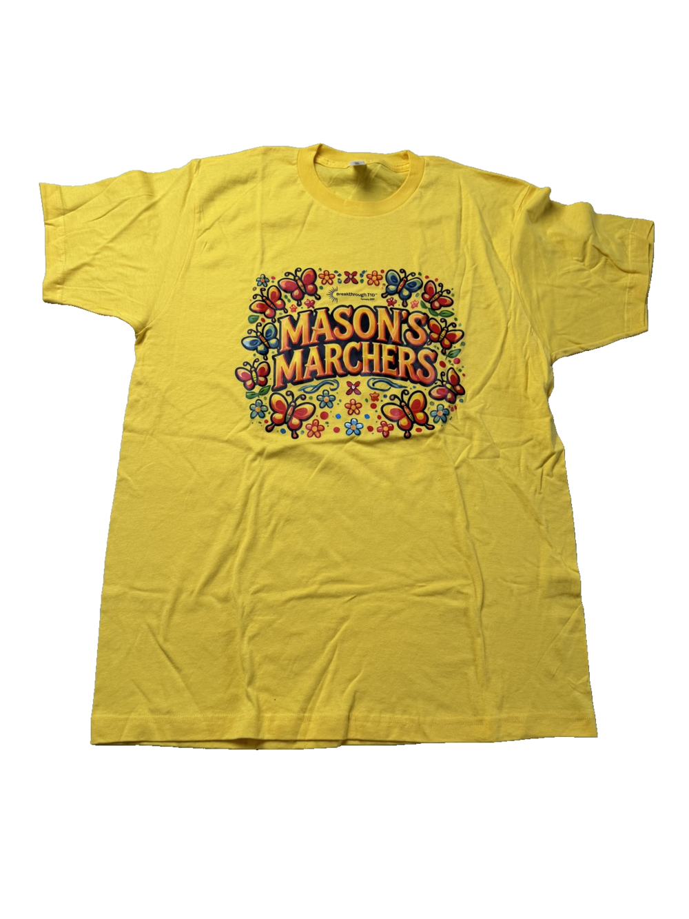 Mason's Marchers Shirt Mens Large Yellow Tultex Butterfly Flower Graphic Tee